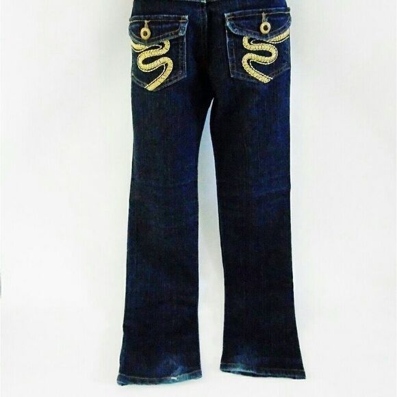 Girls Skinny Jeans Beverly Hills Polo Club Size 8 Stretch Denim Gold Embroidery - Picture 2 of 7